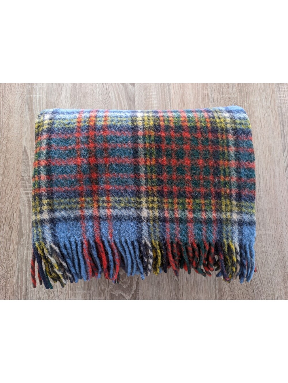 Vtg Connemara Rug Foxford Ireland Plaid Wool Blanket Throw Grandpacore 58x68
